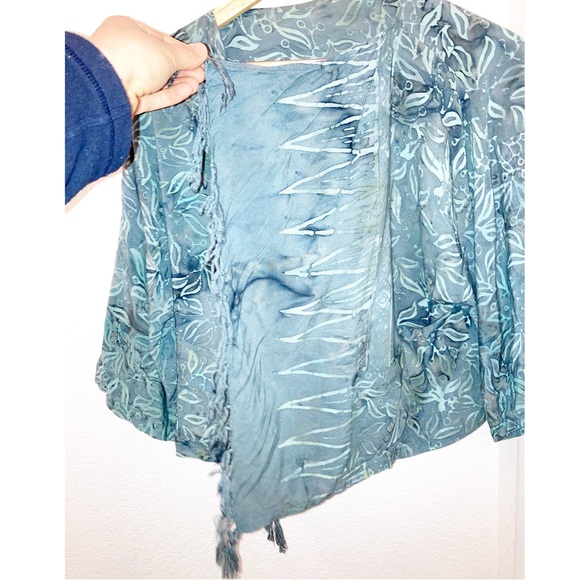 BATIK Handmade Shrug in Teal / muted turquoise Lightweight SZ: Large - Picture 2 of 6